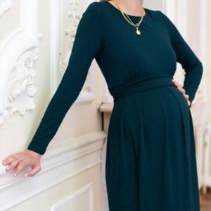 Seraphine Maternity Long Sleeve Dress in Emerald Green
